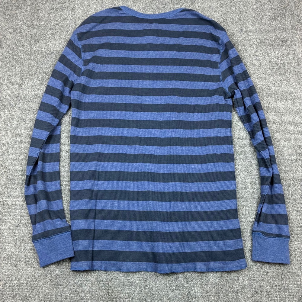 Volcom Mens Blue Striped Waffle Knit Thermal Long Sleeve Shirt Large New - Picture 7 of 8